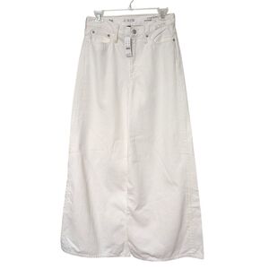 J. Crew Super Wide Leg White Cotton Denim Edgy Boho Jeans Size 26